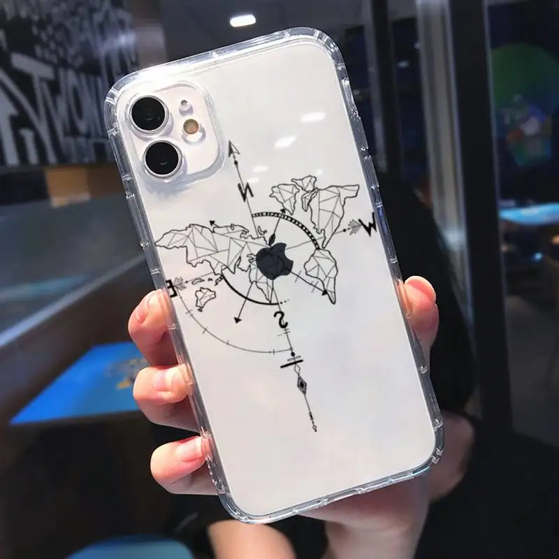 

travel Airplane world map abstract line Phone Case Transparent for iPhone 11 12 mini pro 8 7 6 6S XS MAX Plus X 5S SE 2020 XR