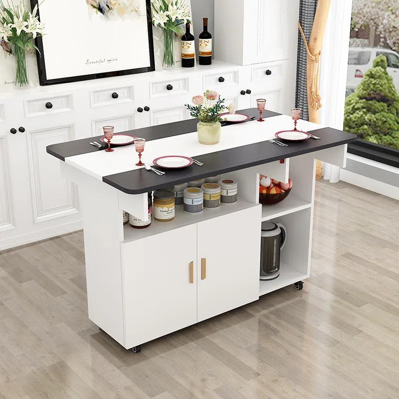 

Складная Настольная тележка для хранения с колесами, 4-6 мест, кухонный шкаф, разделочный обеденный стол, деревянная кухонная мебель