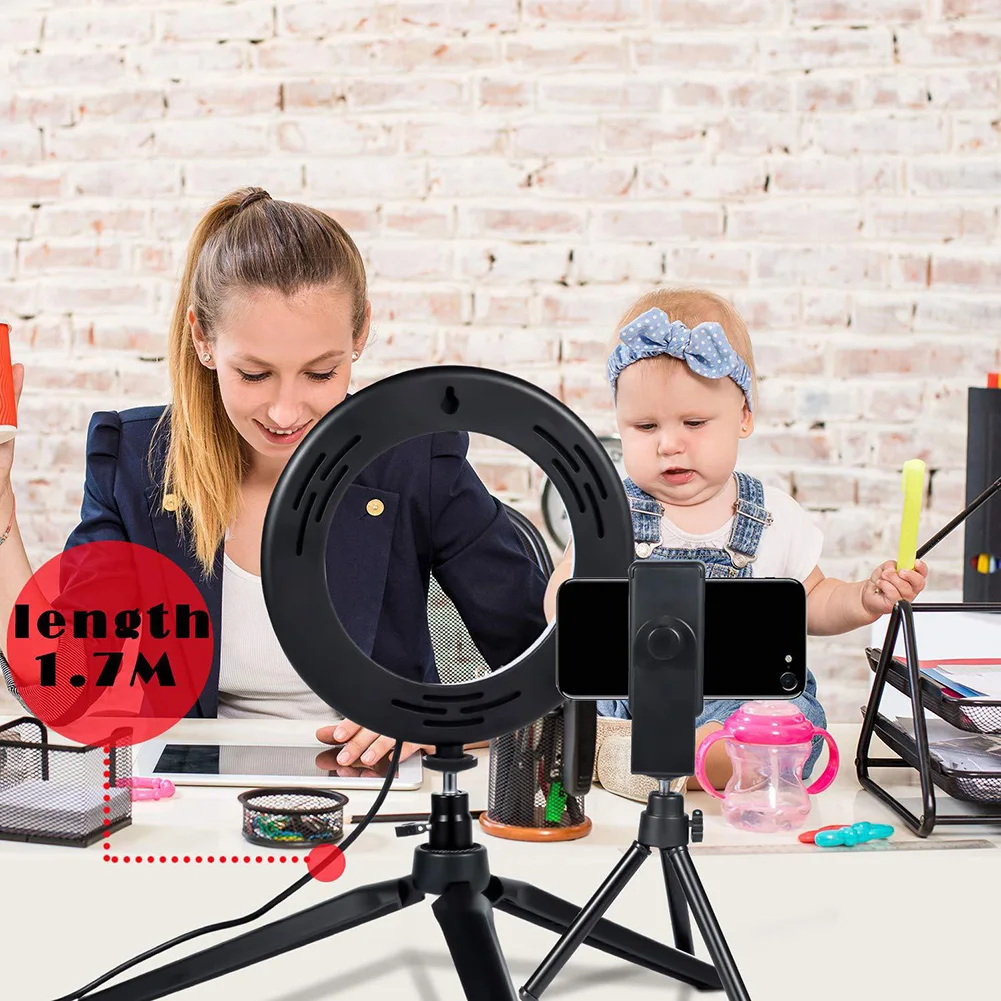 

LED Ring Fill Light for Photography Selfie Photo Live Broadcast Adjustable Lighting Modes Cell Phone Bracket can CSV