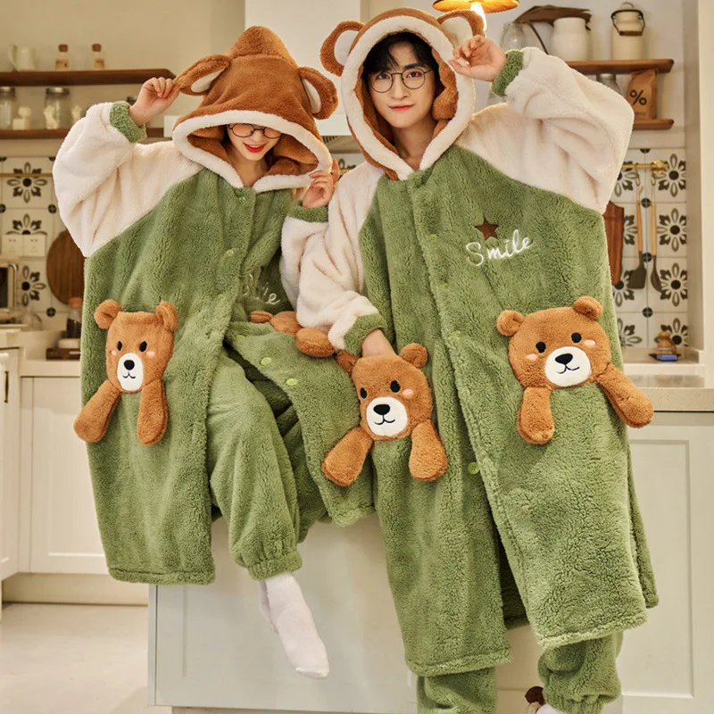 Пижамный костюм мужской зимний коралловый бархатный утепленный плюшевый теплый