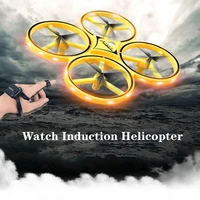 hgcyrc mini rc watch ufo drone with led light gesture sensing quadcopter induction altitude hold helicopter dron toys for boys