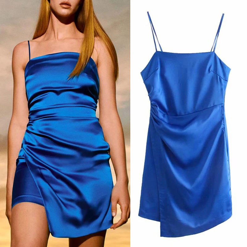 

Dress Summer New Tube Top Sexy Fashion Simple Blue Slim Sling Women Dress 2021 Casual Chic Street Sling Dress Women