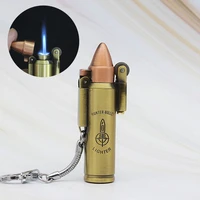 creative bullet flint lighter compact gas turbo torch jet lighter keychain pendant grinding wheel windproof lighter inflated