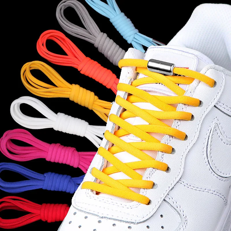 

1Pair No tie Shoelaces Round Elastic Shoe Laces For Kids and Adult Sneakers Shoelace Quick Lazy Laces multiple colors Shoestring