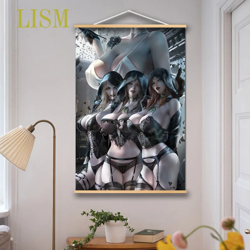 

Alcina Dimitrescu Anime manga wall Poster solid wood hanging scroll with canvas painting