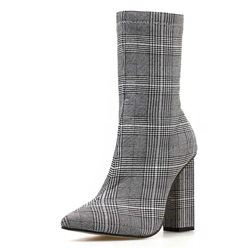 Новый дизайн 2020 Ботильоны с принтом Женская обувь на каблуке Сезон осень зима