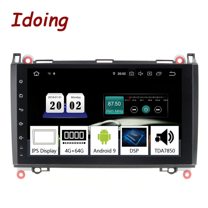 Idoing " 8 ядерный 2Din Andriod9.0 автомобильный Радио gps DVD мультимедийный плеер 4G+ 64G для merceesbenz A класс& B класс ips экран навигации