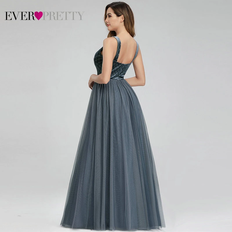 Robe De Soiree Ever Pretty Dusty Blue Вечерние платья велюровые элегантные блестящие вечерние платья с v-образным вырезом EP00999DN Vestido Comprido