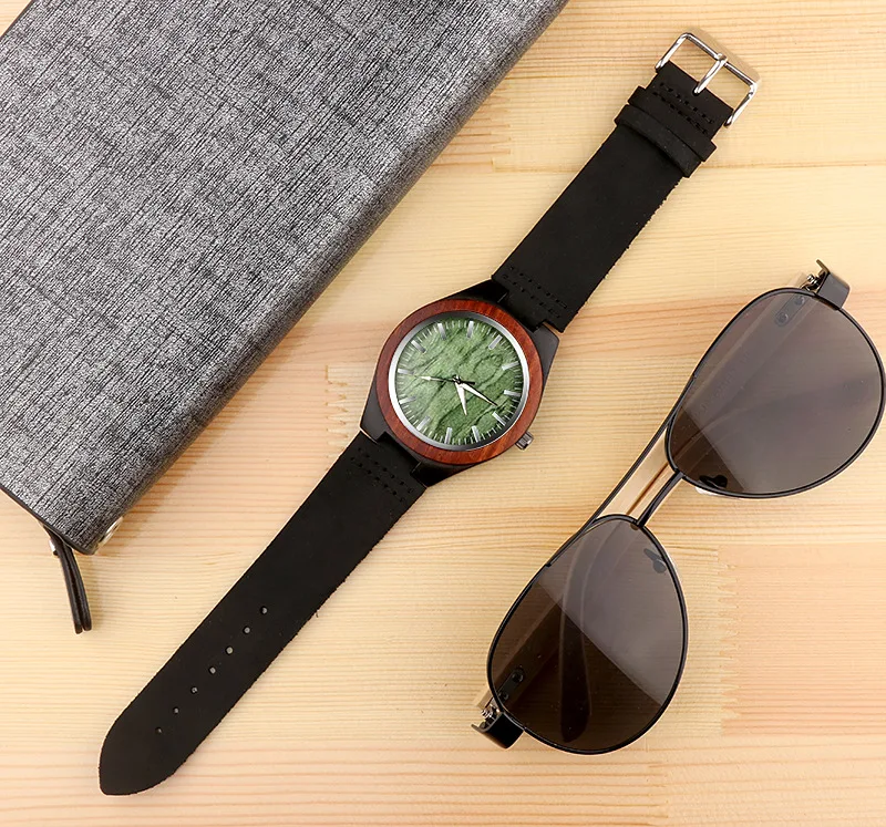 

Fashion Wood Watches Men Quartz Wristwatches Casual Wooden Color Leather Strap Watch Reloj Mujer men Watch Montre Homme