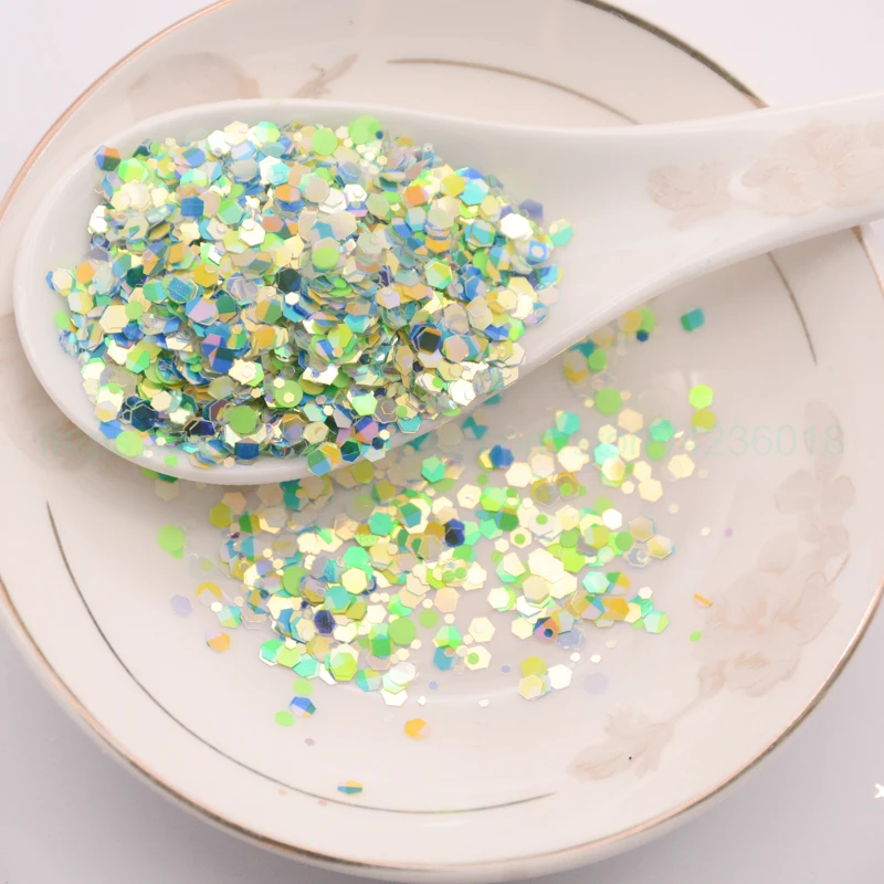 Блестящий микс в горошек круглые шестиугольные цветные Свободные пайетки для