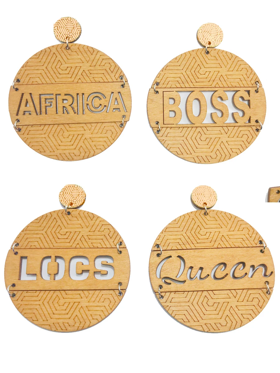 5 пар новых стильных 3 цвета и 4 стиля на выбор деревянные афро серьги 8 см круглые