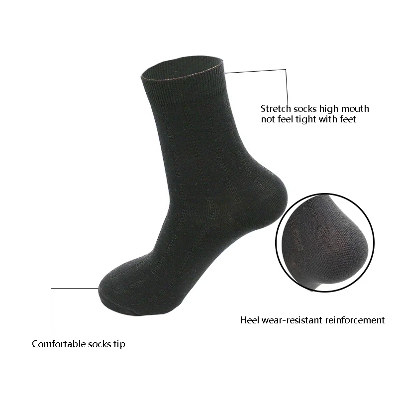 

Men's Bamboo Fiber Breathable Business Socks Fashion High Quality Friction Resistant Solid Color Socks 5 Pair