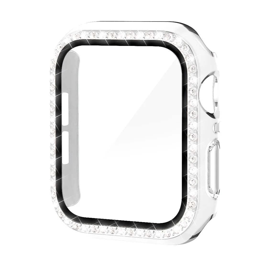 

Diamond 6D Dazzling Carving PC for Apple Watch Case Double Row Diamond Tempered Glass Series 38MM 42MM For IWatch 5 4 40mm 44mm