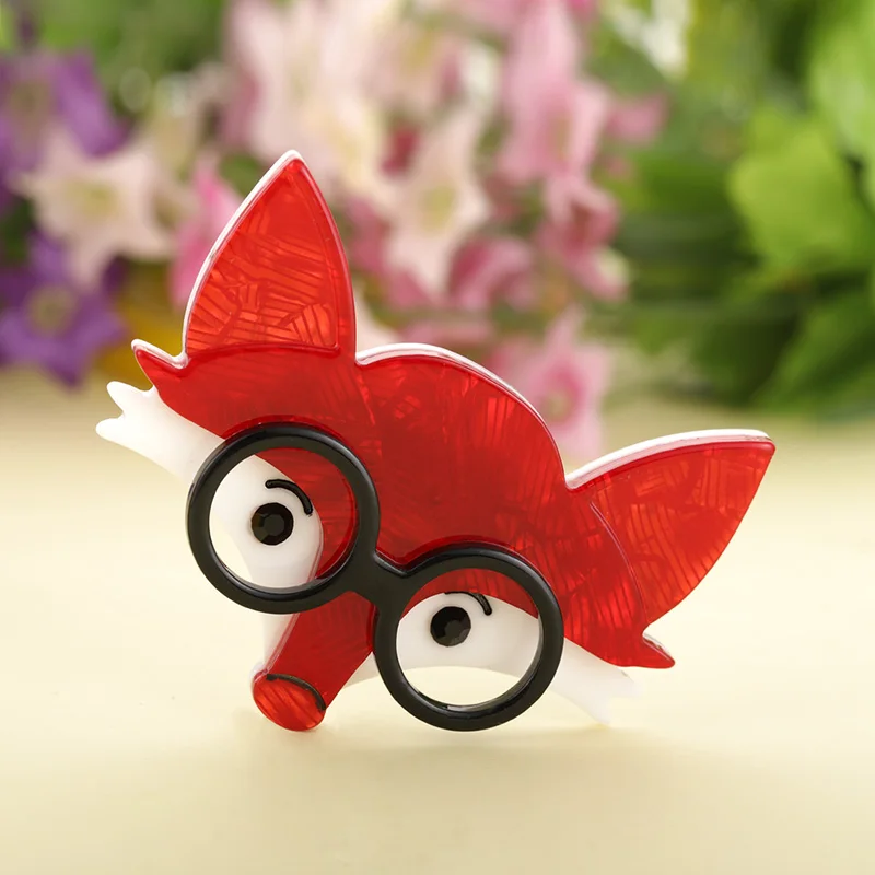 Funmor Casual Fox Face With Glass Brooch Acrylic Pins For Women Girls Scarf Blouse Accessories Daily Party Ornaments Bijoux Gift | Украшения