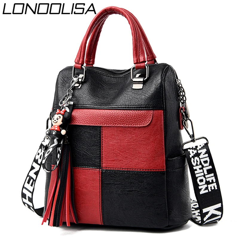 3 в 1 женские рюкзак высокого качества из натуральной кожи с кисточками Женская