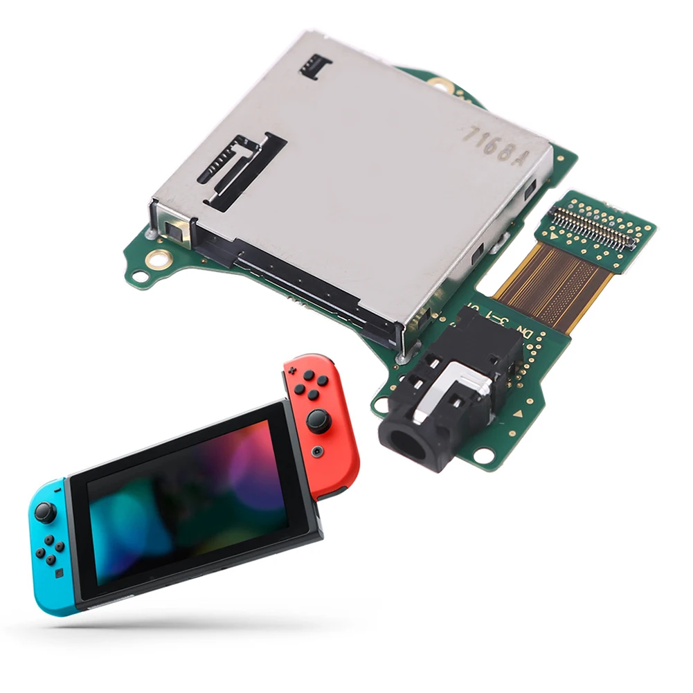 

Original Replacement Game Card Slot Socket Reader Board with Headphone Headset Jack Port for Nintend Switch V1 V2 New Console