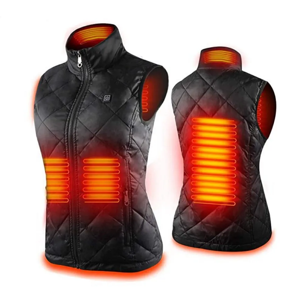 

Women Heating Vest 4 Heated Zones Winter USB Electric Heated Sleeveless Jacket Cotton Warmer Waistcoat Clothing For Skating Ski