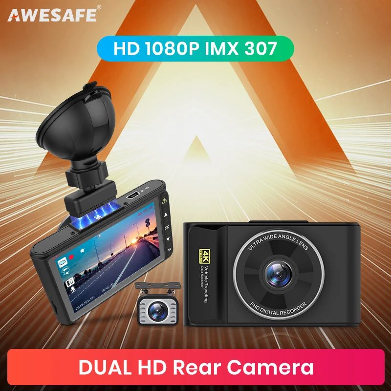 AWESAFE Q8 Автомобильная камера DVR видеорегистратор Видео привод рекордер Авто регистраторы full hd 1920x1080 ночное видение