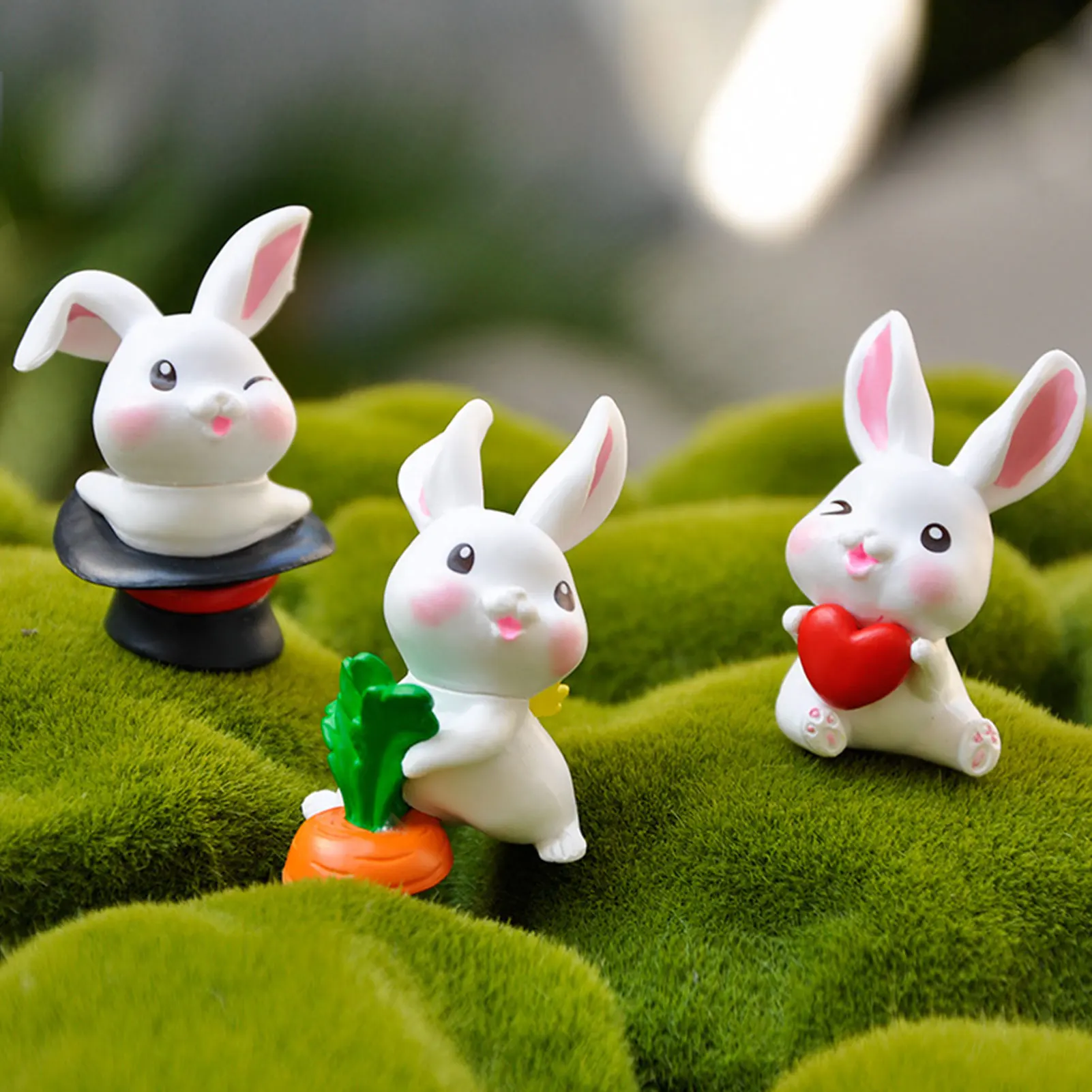 

Little Cute Bunny Ornament Kawaii Doll Miniature Animal Figurine Rabbits Box Desktop Toys Decoration Mini Bunny Garden Ornament
