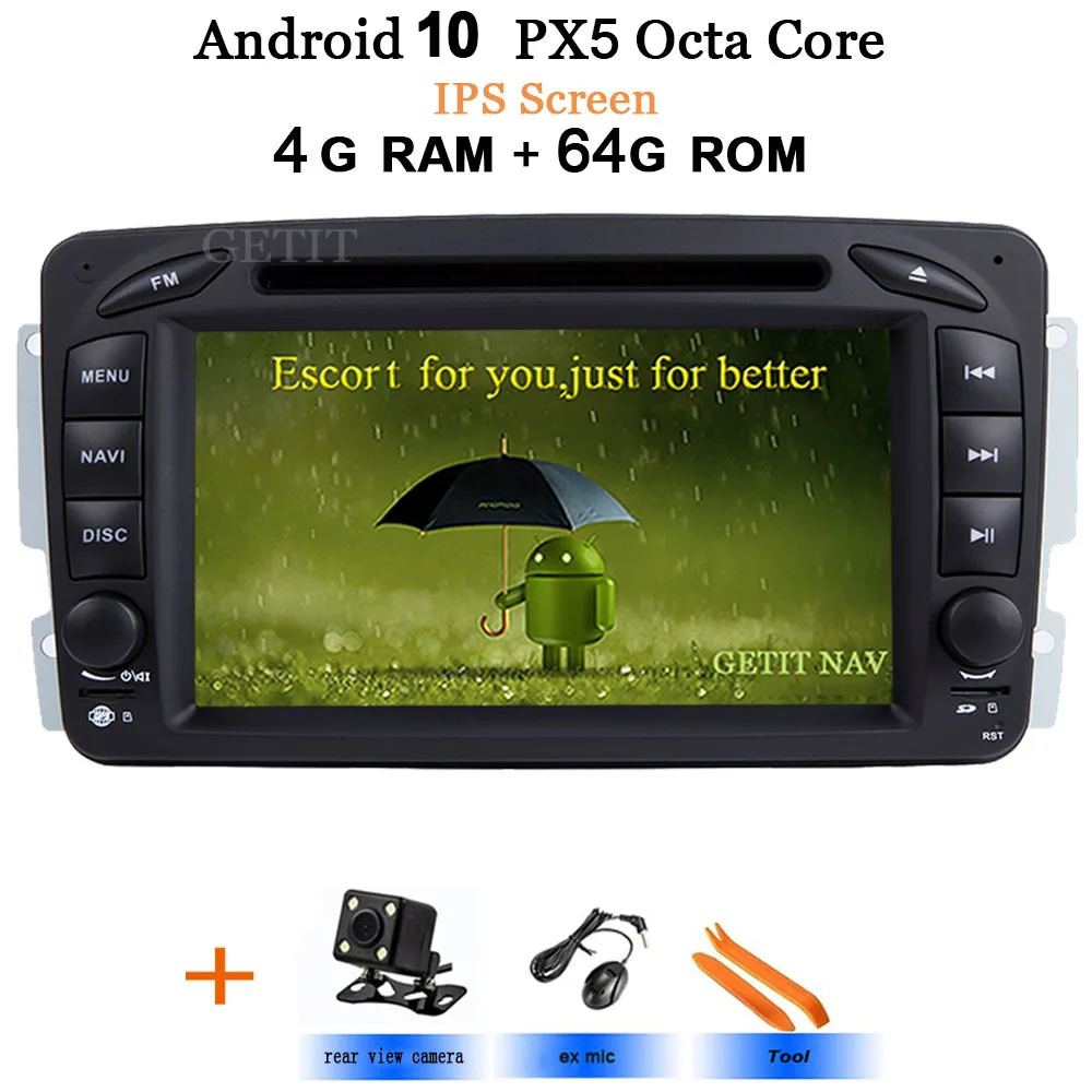 Android 10 стерео радио dvd-плеер для Mercedes Benz/W209/W203/M/ML/W163/Viano/W639/Vito gps Навигация BT wifi Carplay - Цвет: IPS-4G-Rear Camera
