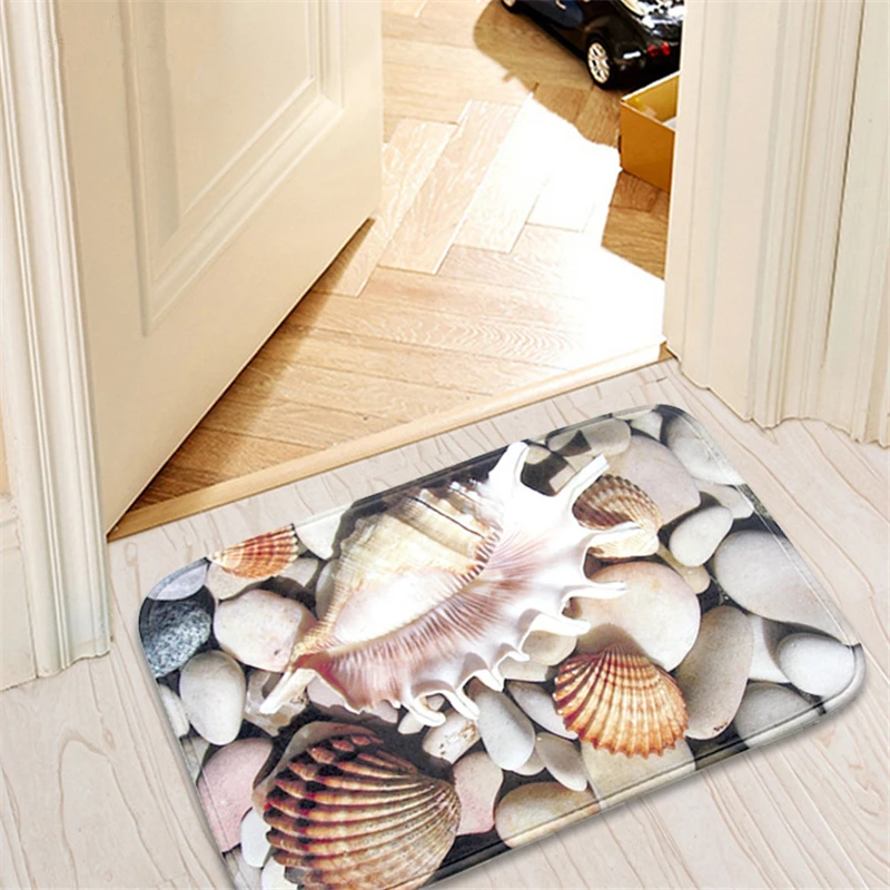 3D коврик для ванной с рисунком из раковины фланелевый впитывающий нескользящий