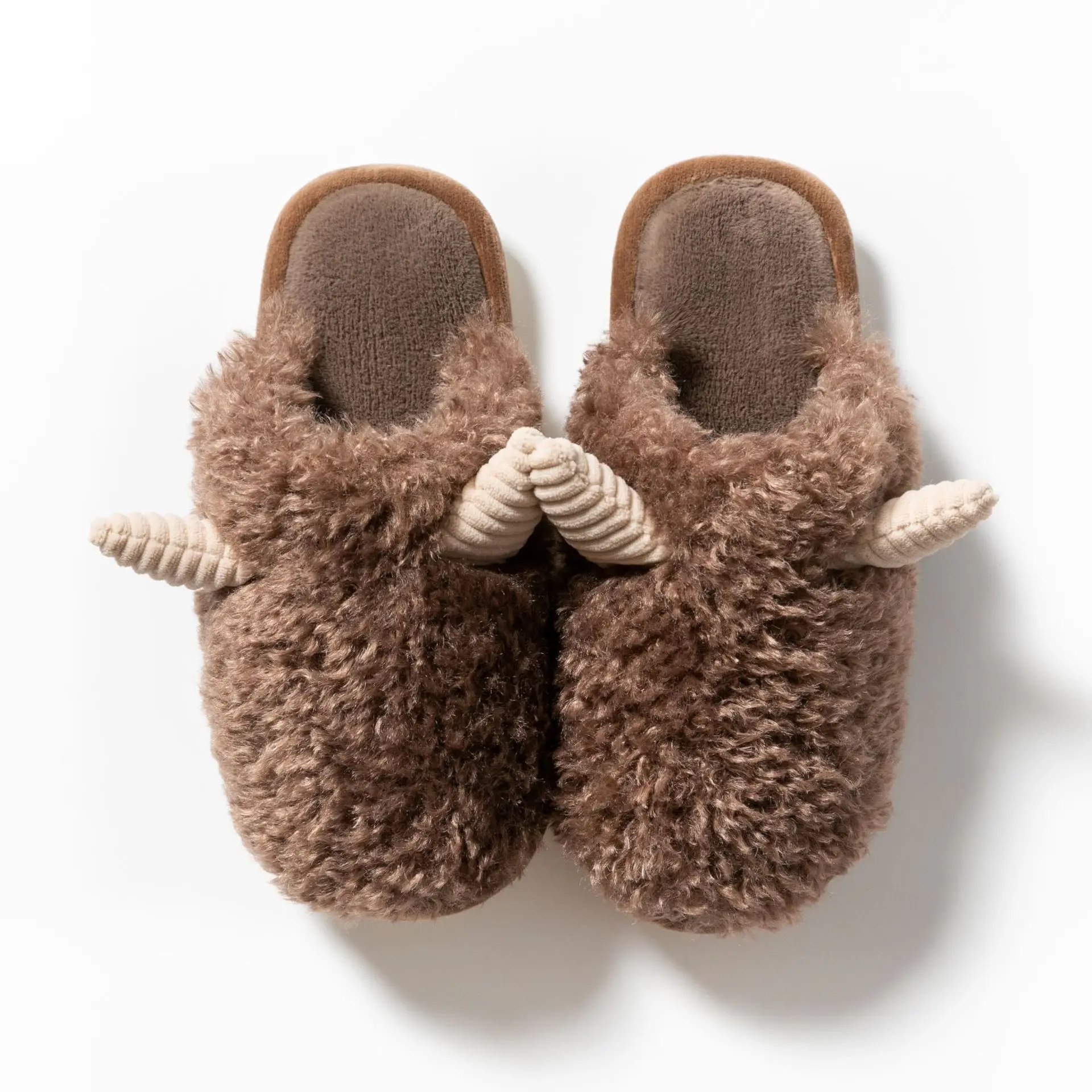 

Cute Antlers Women Winter Home Slippers Unisex Non-slip Soft Warm Slippers Indoor Bedroom Fluffy Fur Buty Damskie