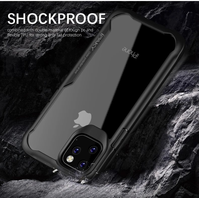 Для iPhone 11 Чехол IPAKY для iPhone 11 Pro чехол силиконовый акриловый Гибридный противоударный Прозрачный чехол для iPhone 11 Pro Max чехол