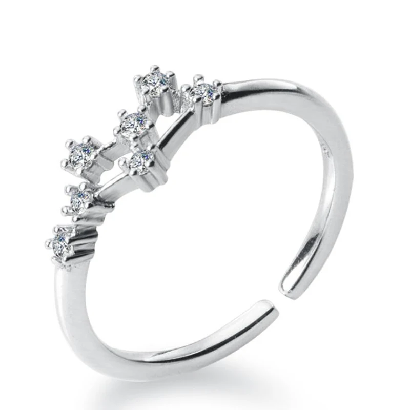 

12 Constellation Rings For Women Cubic Zircon Adjustable Zodiac Rings Silver Color Jewelry Gifts Romantic Cute Cocktail Ring