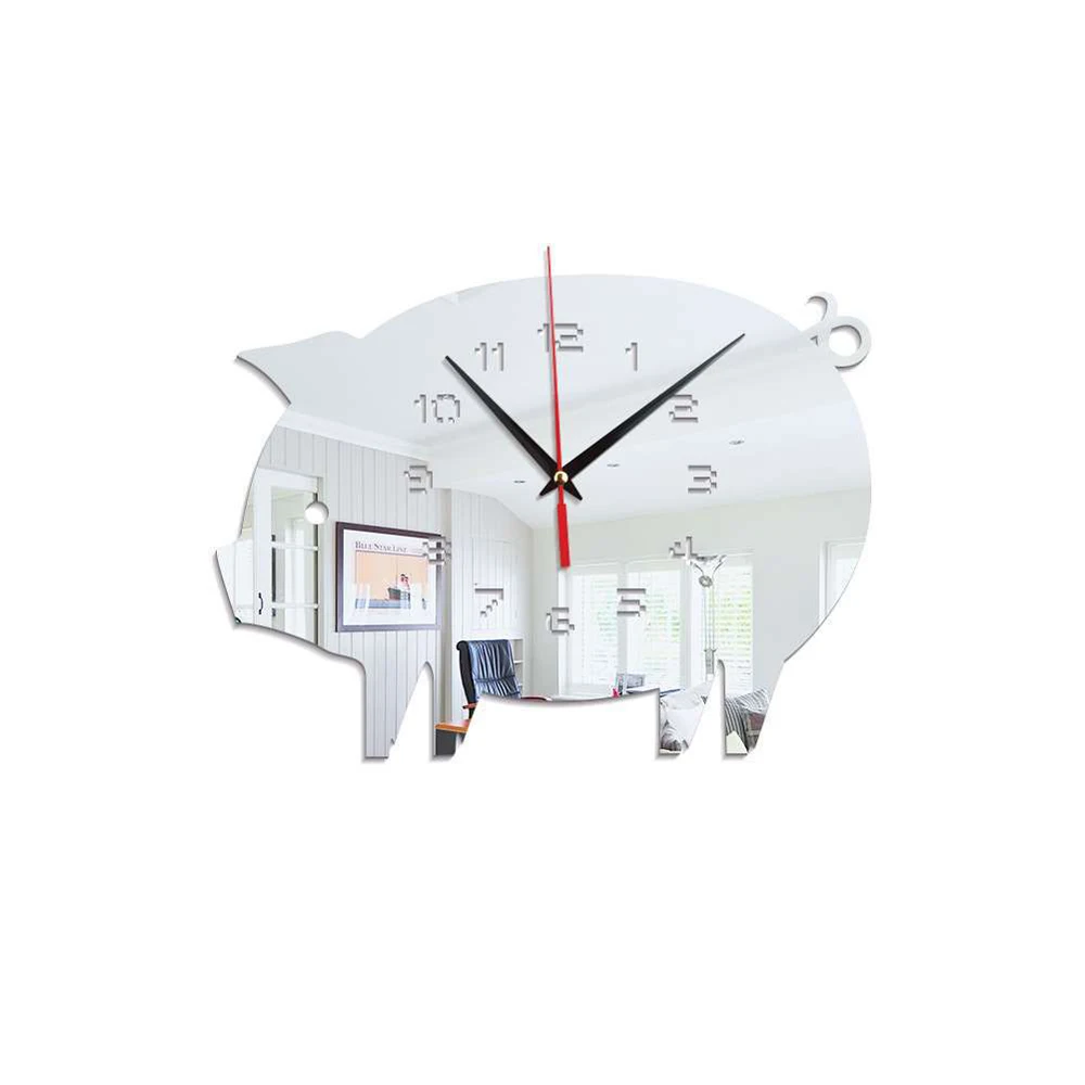 Настенные 3d часы в виде свиньи декоративная наклейка на стену сделай сам для