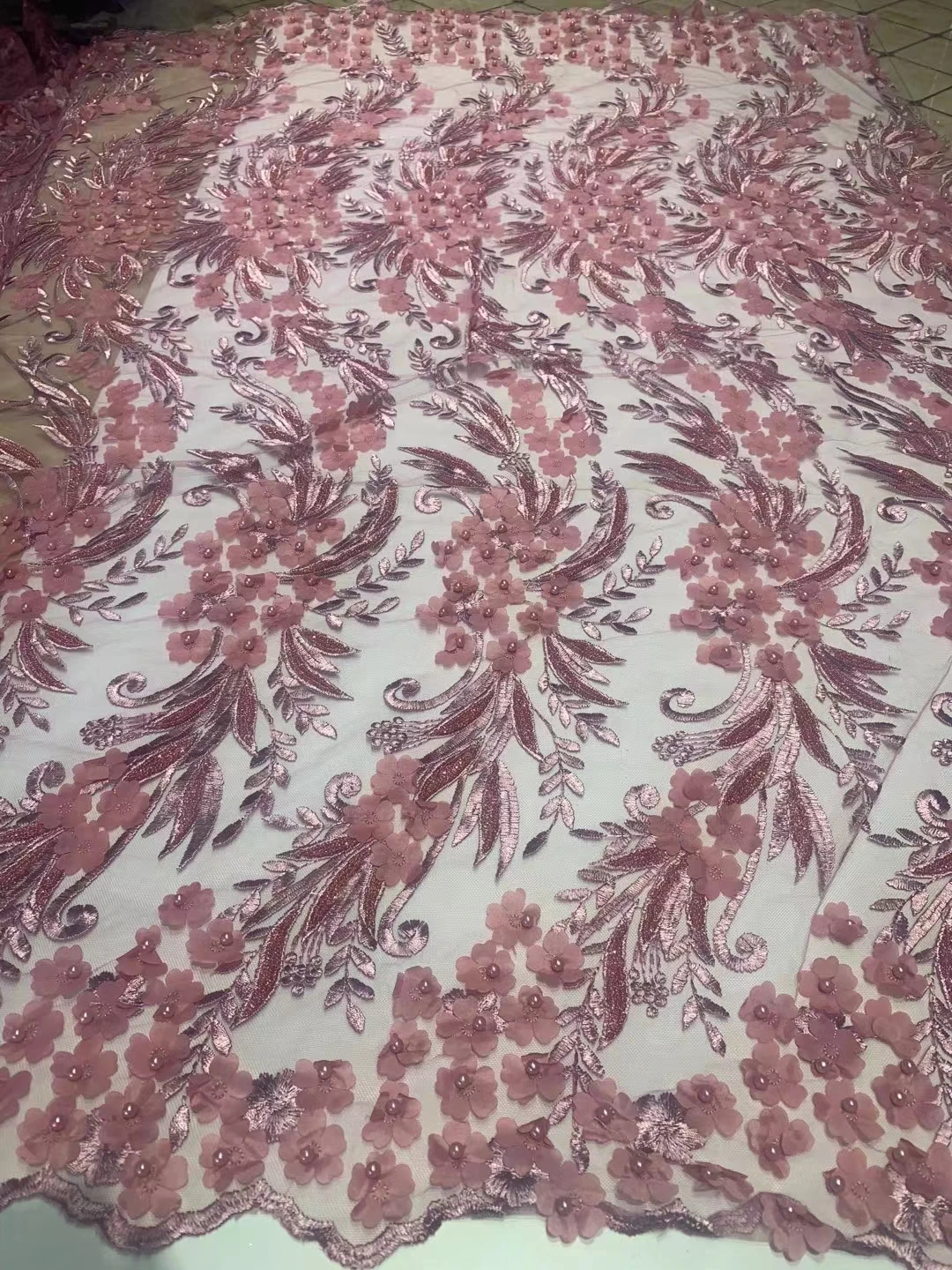 

Французская сетчатая кружевная ткань CDN11 с вышивкой в виде жемчуга, Африканское Тюлевое кружево подходит для изготовления свадебных платье...