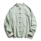 Новинка 2020, мужское традиционное китайское кимоно, льняная одежда ханьфу, Топ с длинным рукавом, костюм Тан, кунг-фу, рубашка, кардиган, пальто, M-5XL