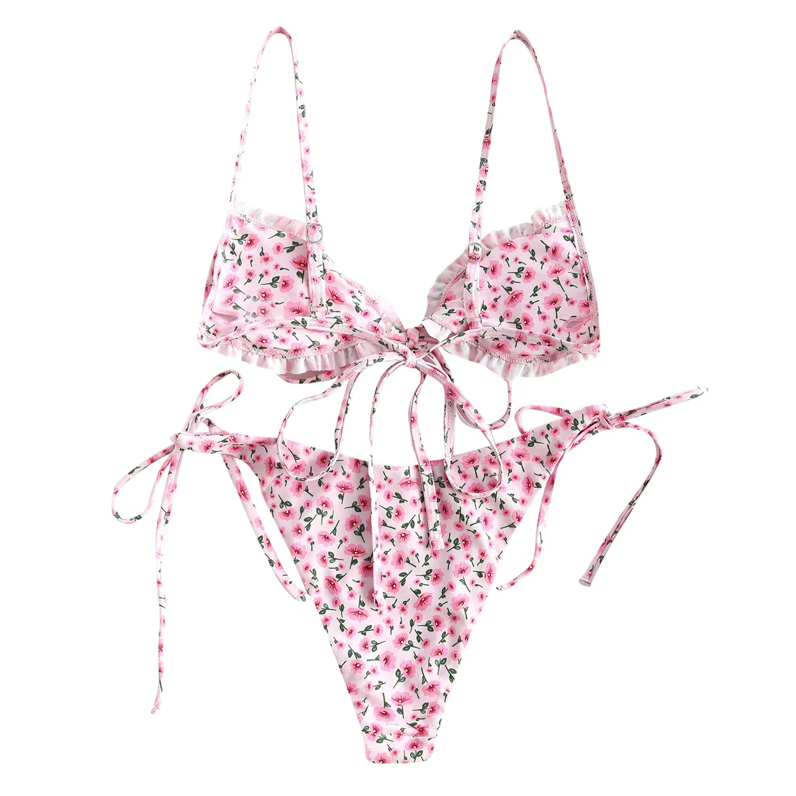 FREE OSTRICH 2021's new pop-up hot summer ladies fashion sexy strap print low-waisted bikini  2021