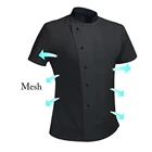 Дышащая сетчатая куртка шеф-повара, форма, рубашка, летняя одежда для готовки с коротким рукавом для мужчин и женщин, Комбинезоны для кухни, суши, шеф-повара, официанта