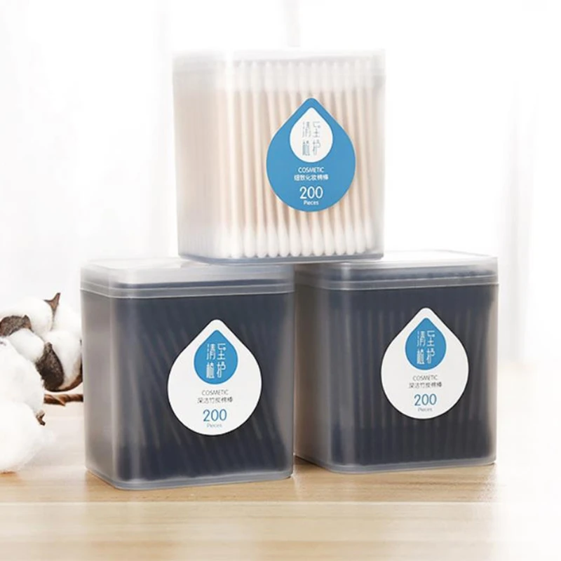 

200 шт., ватные палочки с двумя наконечниками и деревянной ручкой