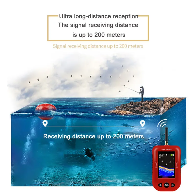 Беспроводной портативный рыболокатор высокого разрешения F3-C умный гидролокатор