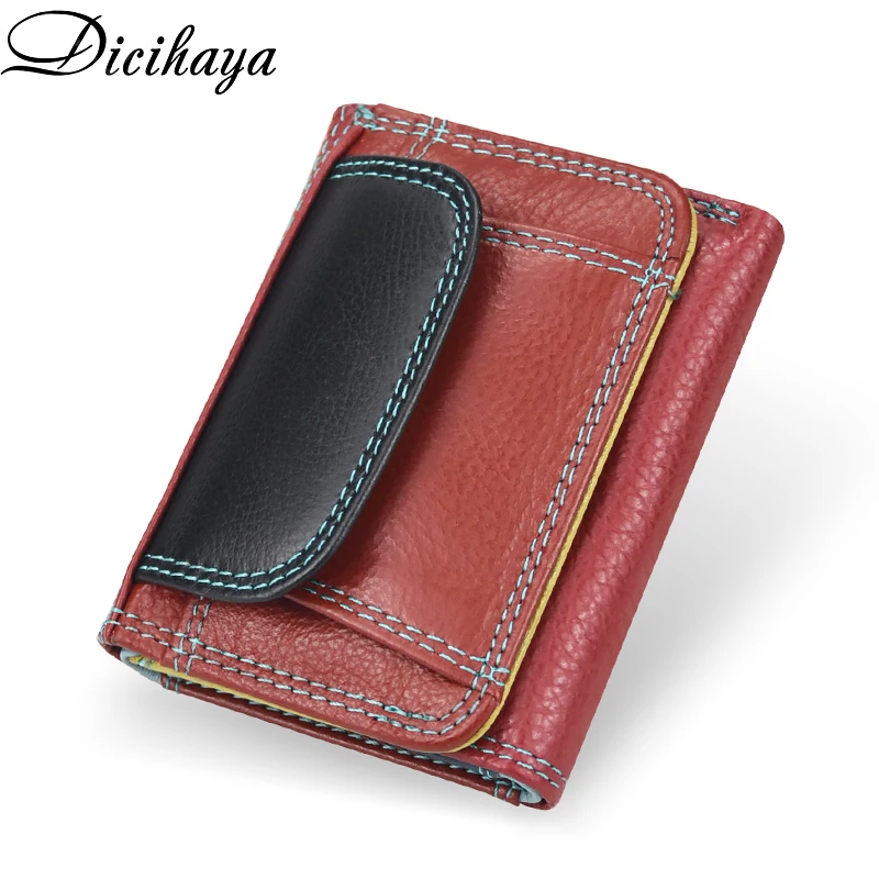 

DICIHAYA Luxury Designer Women Wallet Genuine Leather Short Wallets Female Hasp Vintage Purse Coin Pouch Multi-functional Card