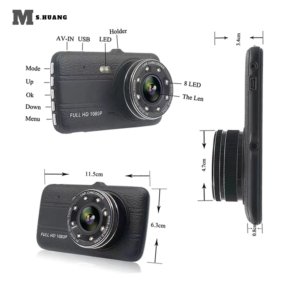 Видеорегистратор 4 дюйма с двумя объективами V3 FHD 1080P и