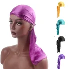 Мужская шелковистая атласная бандана Durag, сверхдлинная шапка, атласная 2021, новые модели, подвески, Лидер продаж, шикарная шляпа, байкерские головные уборы Durag