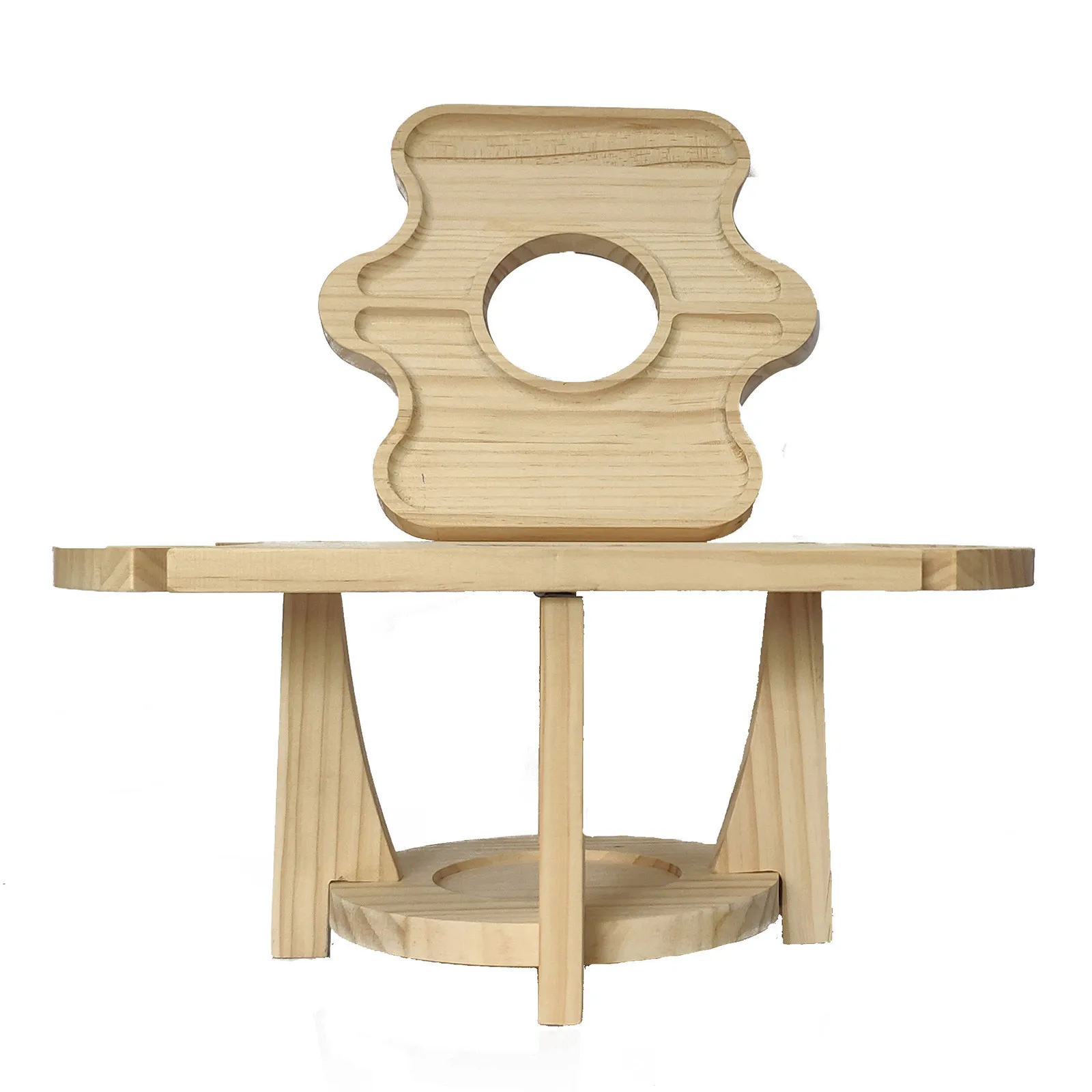 

1/2/3PCS Portable Outdoor Camping Folding Table Detachable Outdoor Portable DIY Wine Table with Foldable Round Wooden Desktop