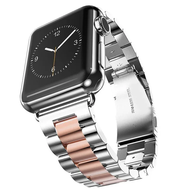 Silver Rose Gold Для Apple Watch Series 5 4 3 2 ремешок 42 мм 40 мм 44 мм черный браслет из нержавеющей стали ремешок адаптер для iWatch Band 4 3 38 мм - Цвет ремешка: Silver Rose Gold