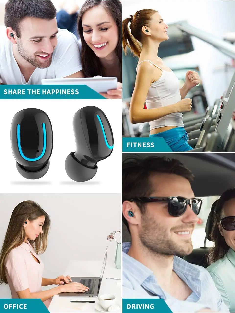 Cigfun Q32 Wireless Bluetooth Earphone Earbuds 1500mah TWS Headphones Bluetooth 5.0 Auto Pairing Earphones Headphones Mini