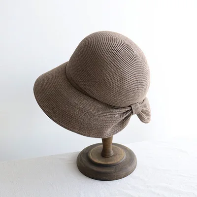 

202103-lulu new summer holiday Light foldable bowknot paper straw lady sun cap women leisure hat