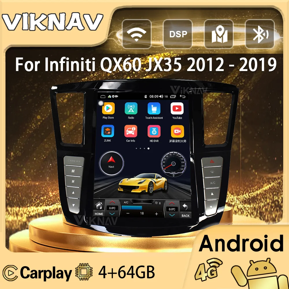 

Автомобильный радиоприемник на Android, 12,1 дюйма, для Infiniti QX60 JX35 2012-2019, мультимедийный радиоприемник, DVD-плеер, GPS-навигация, 2din
