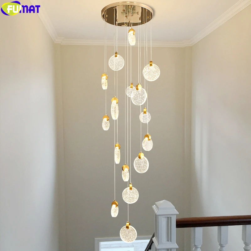 Preço Fumat Moedas De Ouro Dinheiro Vacas Chandeies Grande Longo Altura Luz Teto Bolhas Cristal Espiral Gota Da Escada Chuva Villa Luxo Moderno