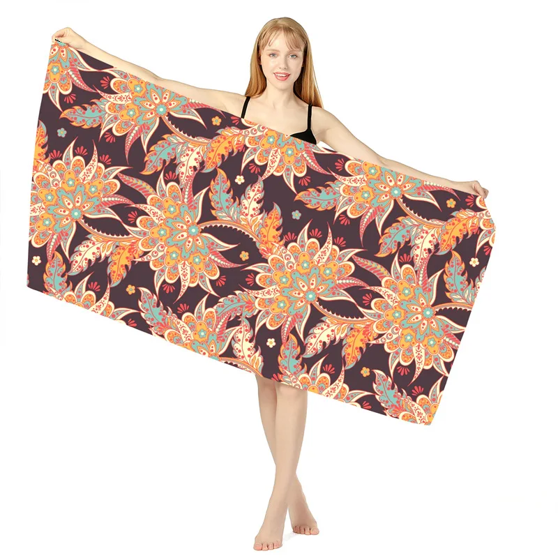 

80x160cm Bohemian Style Beach Towel Microfiber Quick-drying Female Wrap Skirt Shawl Portable Beach Mat