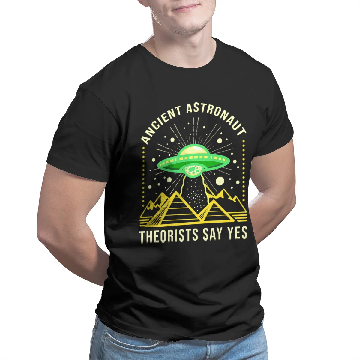 

Men's T-shirts Ancient Astronaut Theorists Say Yes For Alien Lover 100%Cotton Games Vintage Cute Short Sleeve Men Clothing 32859