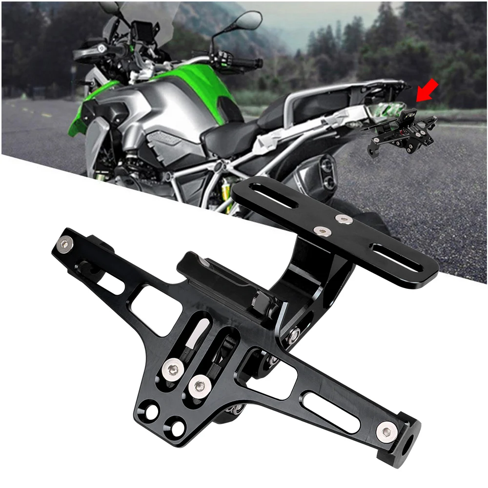 Turn Signal Light Bracket Moto Accessories Motorcycle License Number Plate Holder Frame Adjustable CNC Aluminum with LED Light