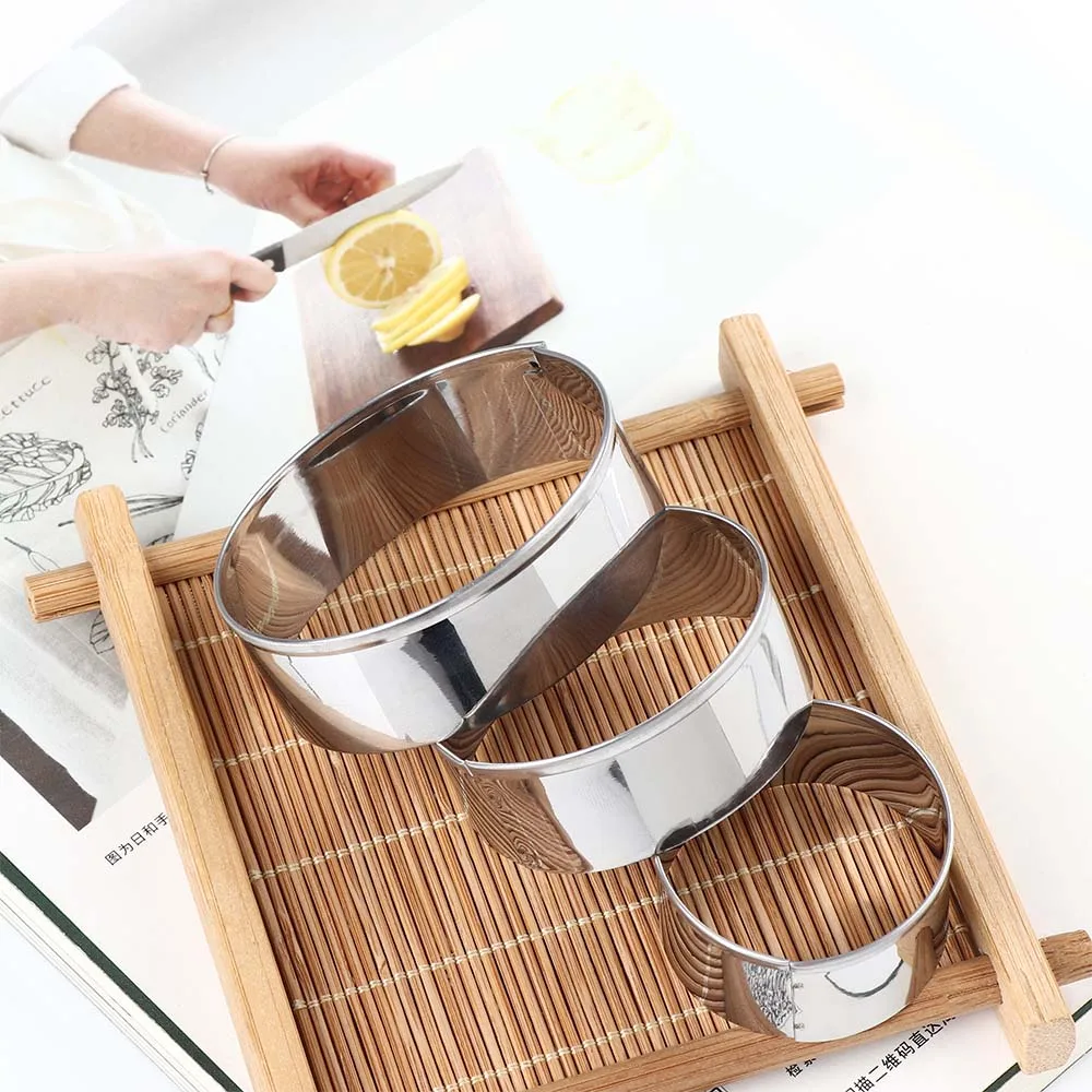 Новый 3 шт. регулируемый круглый круг из нержавеющей стали печенье мусс кольцо