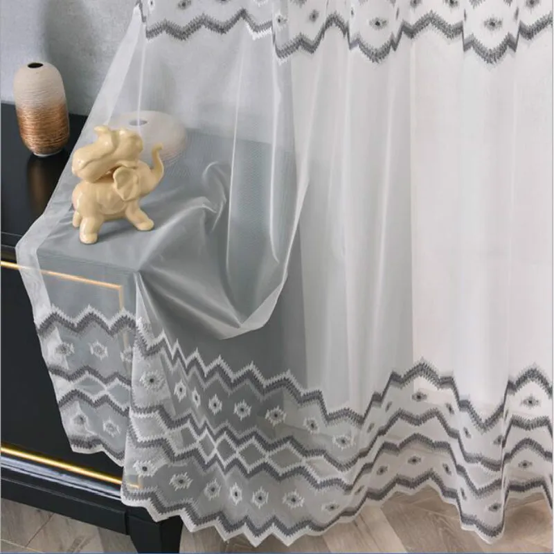 

Luxurious Embroidery Curtain Voile White Tulle Euro Style Sheer Curtain For Bedroom Living Room Hotel Deco Windows Curtains