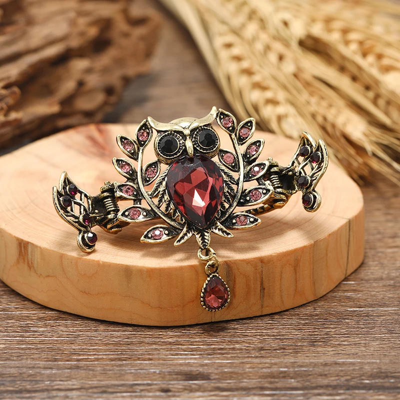 Винтажная бронзовая заколка для волос в виде совы